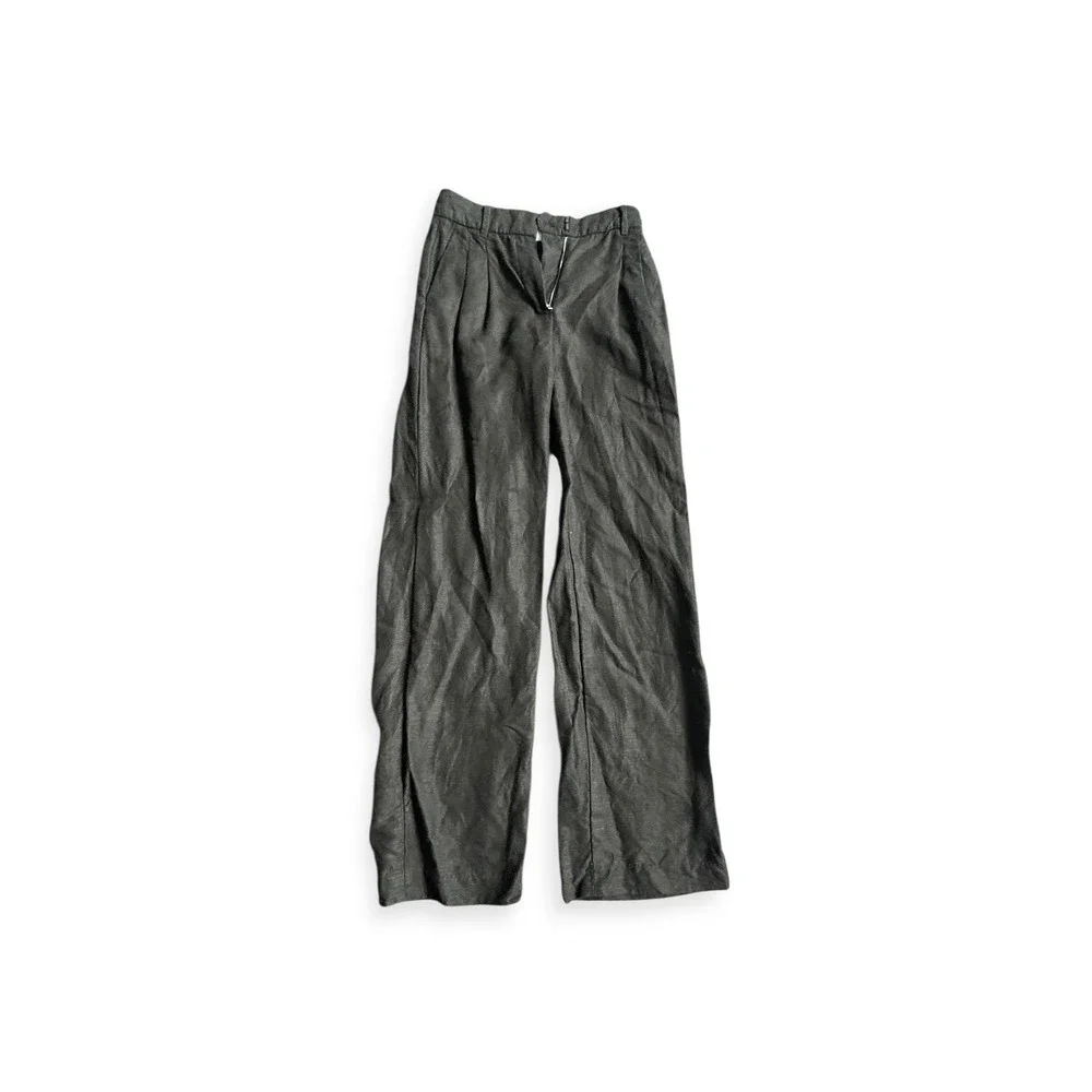 Wilfred The Effortless Pant Black Linen High Rise Trousers Women's Size 0